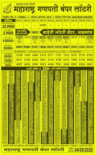 September Month Bumper Lottery Ticket l Ganpati Bumper .